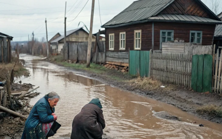 Авария в поселке Артем залила улицы стоками после повреждения канализационного коллектора