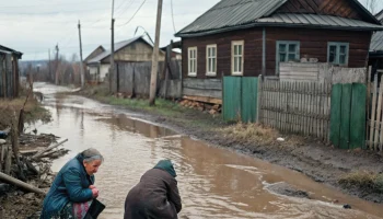 Авария в поселке Артем залила улицы стоками после повреждения канализационного коллектора