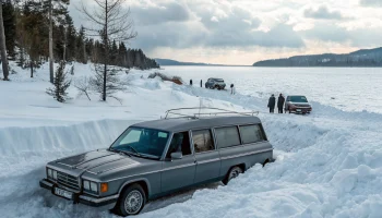 Похоронный кортеж с гробом застрял в сугробах на Байкале почти на двое суток Похоронный кортеж с гробом застрял в сугробах на Байкале почти на двое суток