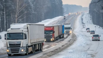 Гололёд парализовал движение грузовиков: жители помогали водителям выбраться из пробок